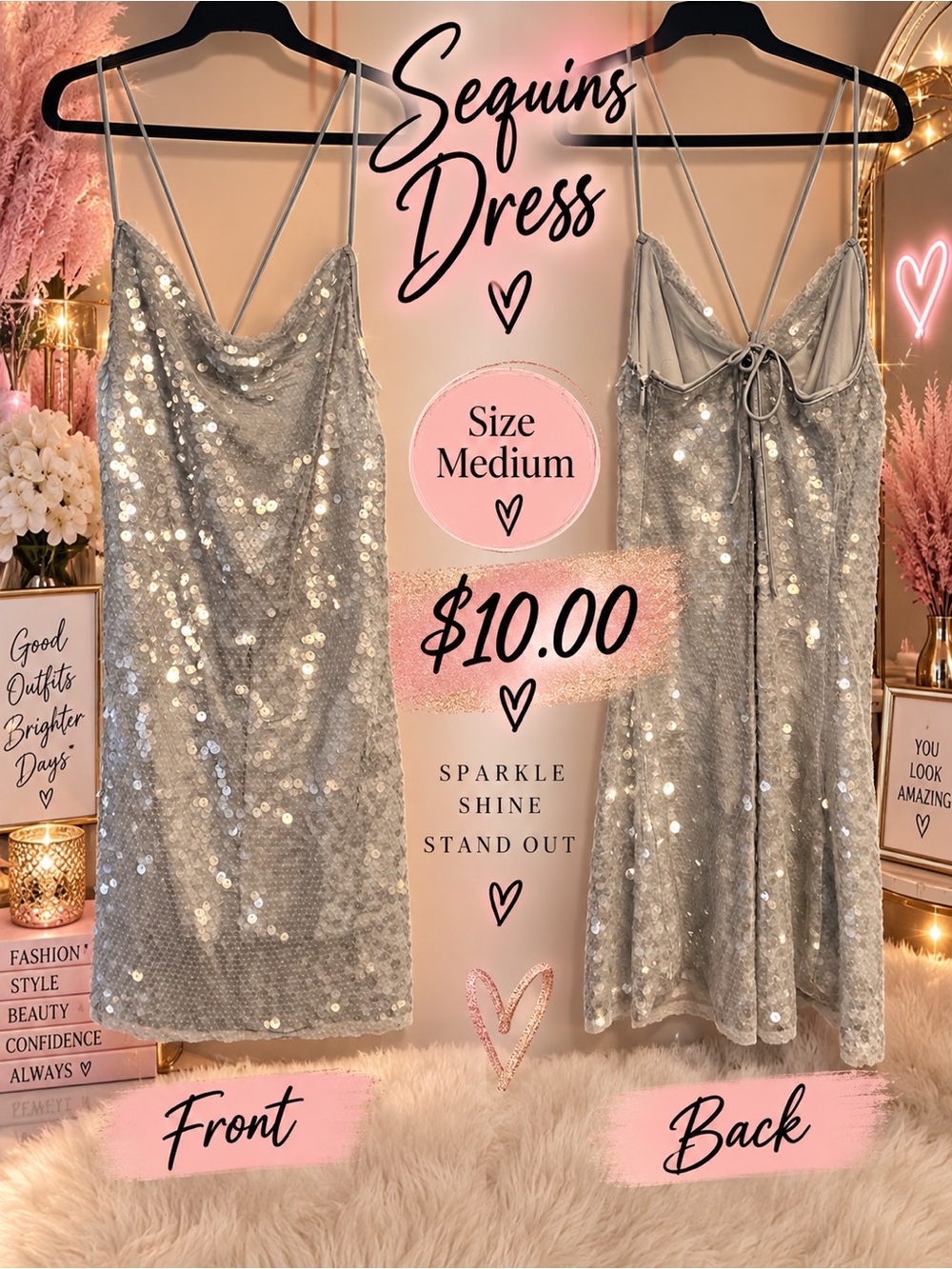 wild fable Silver Sequin Slip Dress